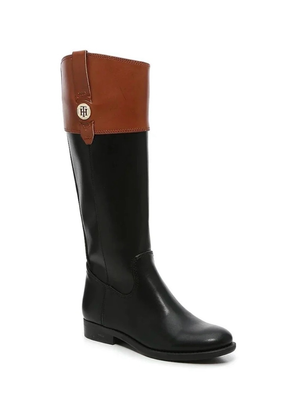 New Tommy Hilfiger Women’s Shano Wide Calf 15" Black/Brown Riding Boots